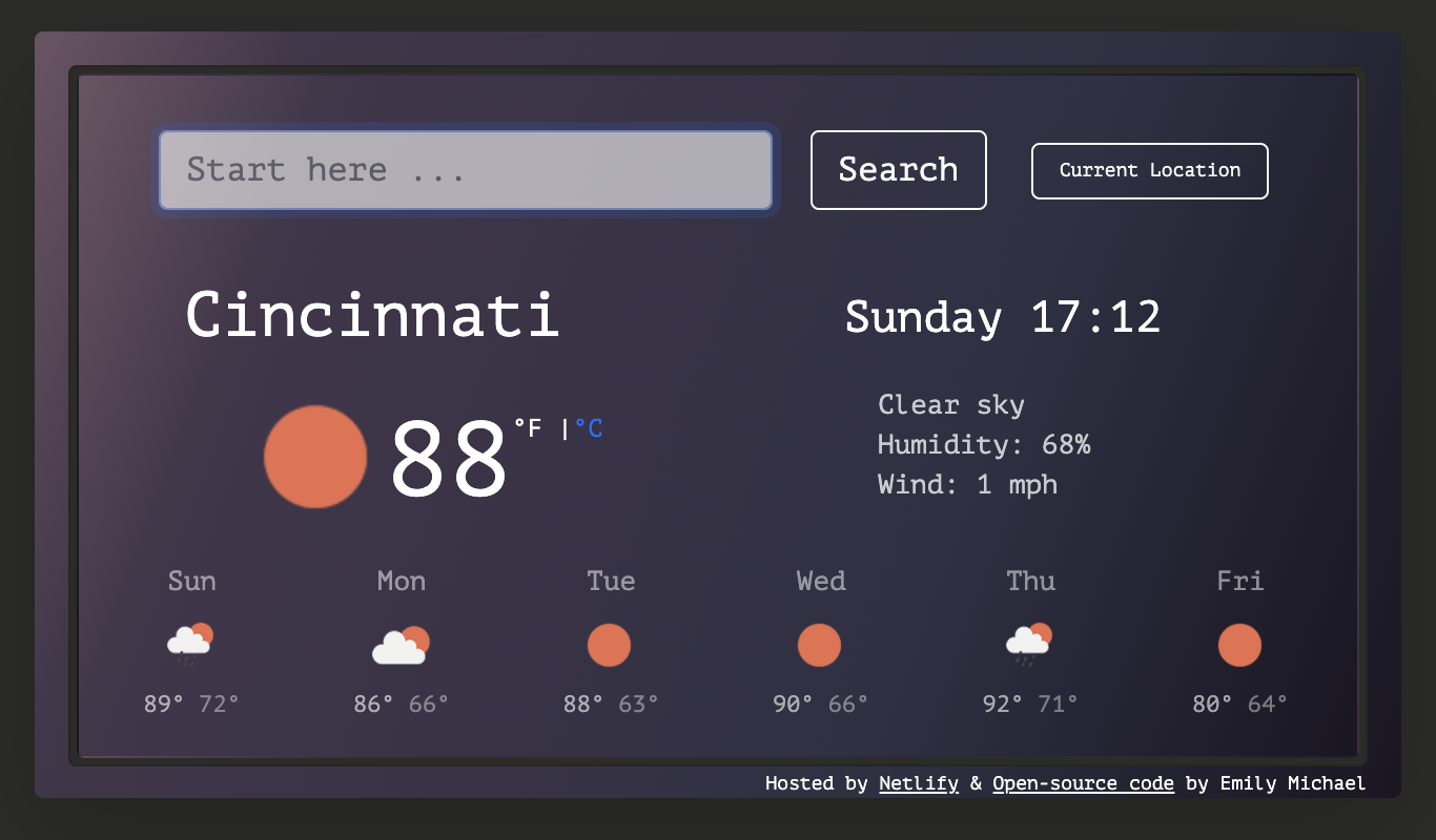 vanilla weather app